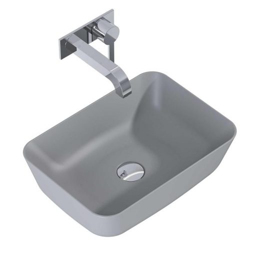 AREZZO design countertop washbasin RENI 46x33, matte silver gray