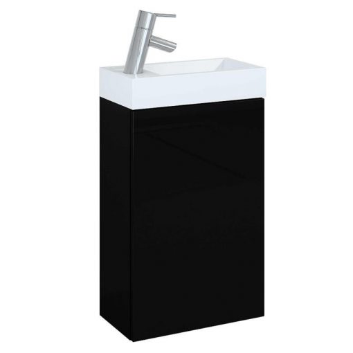 AREZZO design MINI 40 1-door mf black (base cabinet + wash basin)