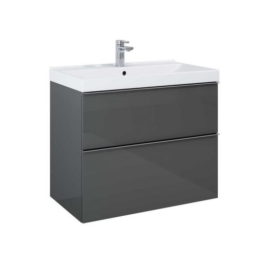 AREZZO design MONTEREY 80 cm base cabinet with 2 drawers Mf. in anthracite color, with siphon cutout