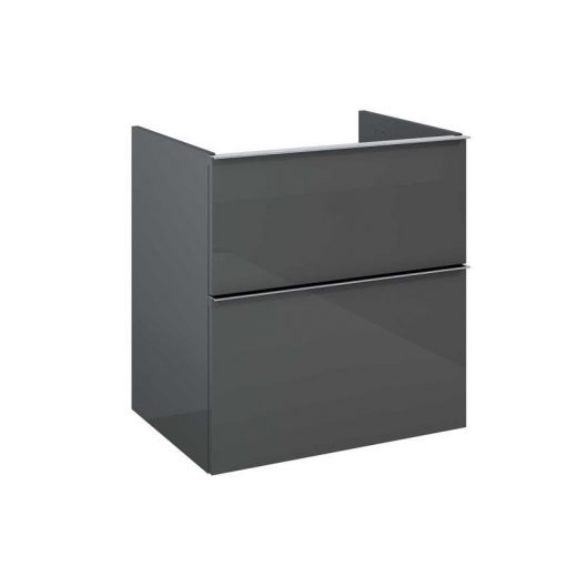 AREZZO design MONTEREY 60 cm base cabinet with 2 drawers Mf. in anthracite color, without siphon cutout