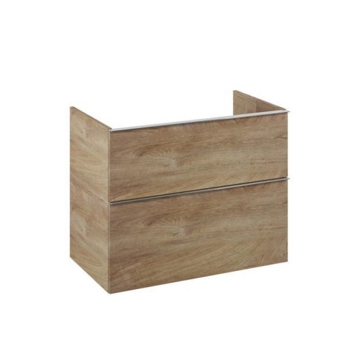 AREZZO design MONTEREY 80 cm base cabinet with 2 drawers, Canela oak color, without siphon cut-out