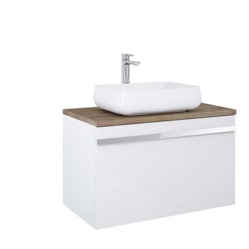 AREZZO design NEVADA 90 cm base cabinet with 1+1 drawer, Mf. In white, with a chiffon cutout