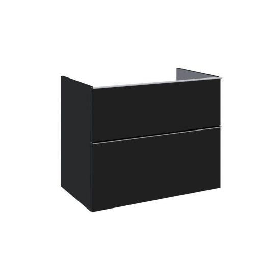 AREZZO design MONTEREY 80 cm base cabinet with 2 drawers in matt black, without siphon cut-out