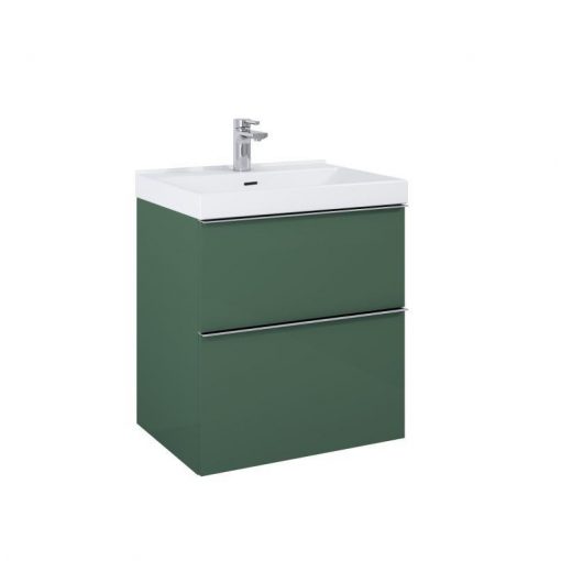 AREZZO design MONTEREY 60 cm base cabinet with 2 drawers in matt green color, siphon cut-out