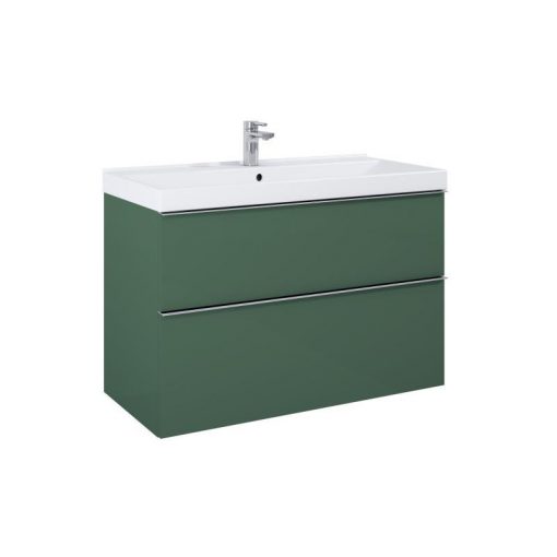 AREZZO design MONTEREY 80 cm base cabinet with 2 drawers in Matt Green color, with siphon cut-out