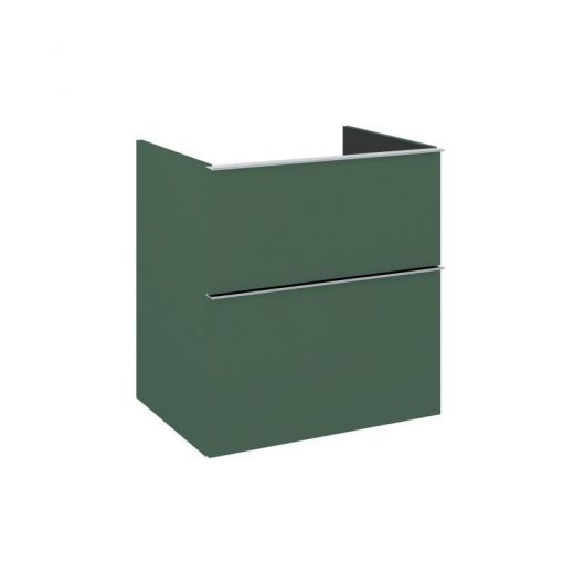 AREZZO design MONTEREY 60 cm base cabinet with 2 drawers in Matt Green color, without siphon cut-out