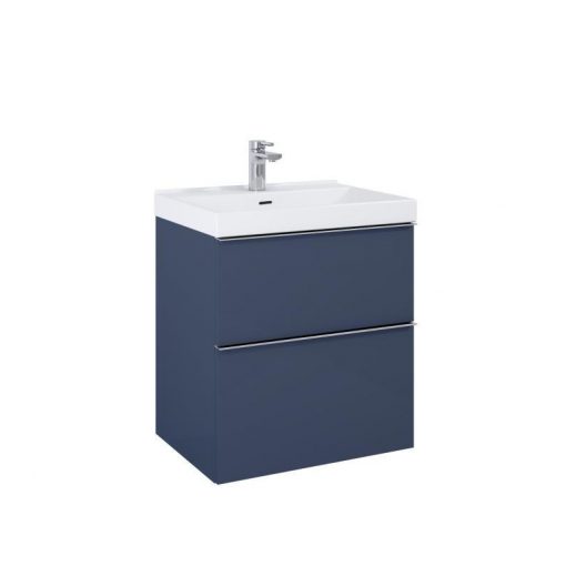 AREZZO design MONTEREY 60 cm base cabinet with 2 drawers in Matt Blue color, siphon cut-out