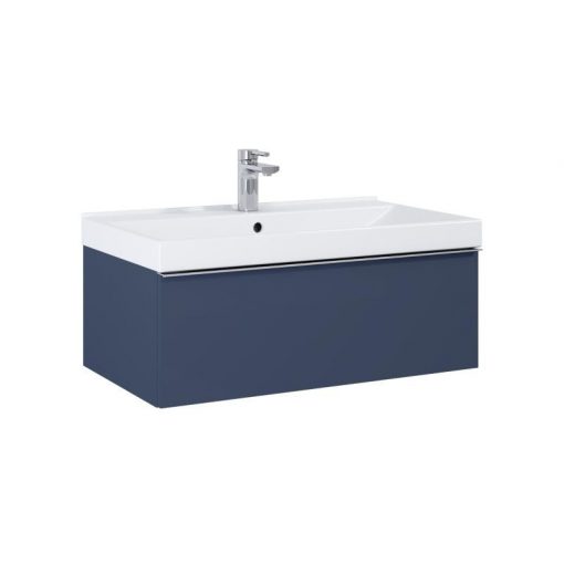 AREZZO design MONTEREY 80 cm base cabinet with 1 drawer in Matt Blue color, siphon cut-out