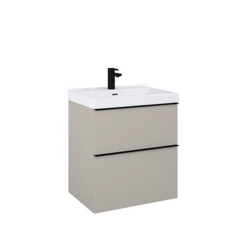 AREZZO design MONTEREY 60 cm base cabinet with 2 drawers in Matt Beige color, chiffon cutout