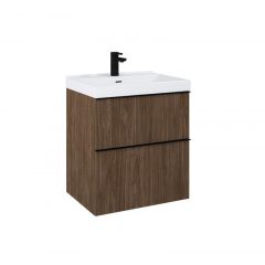   AREZZO design MONTEREY 60 cm base cabinet with 2 drawers in Lincoln walnut color, siphon cut-out