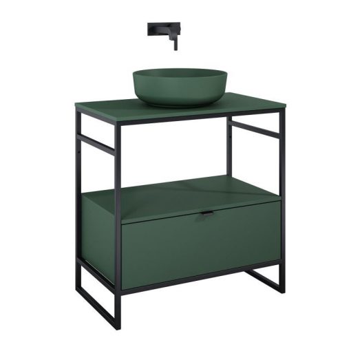 AREZZO design NEBO base cabinet 80 cm, with 1 drawer, matt green, matt black (2 boxes)