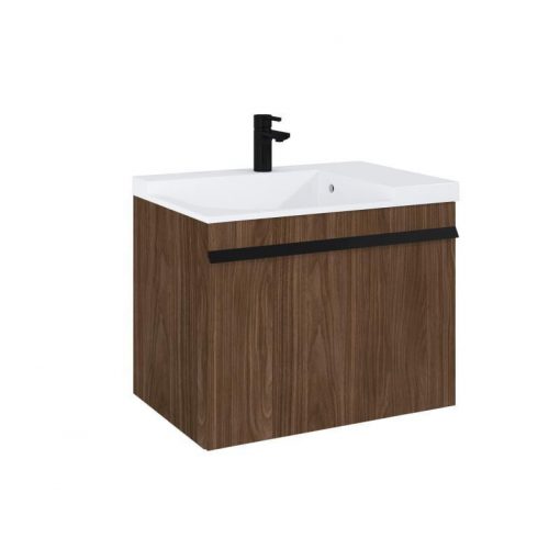 AREZZO design NEVADA 70 cm base cabinet, with 1+1 drawer, Lincoln walnut color, siphon cut-out