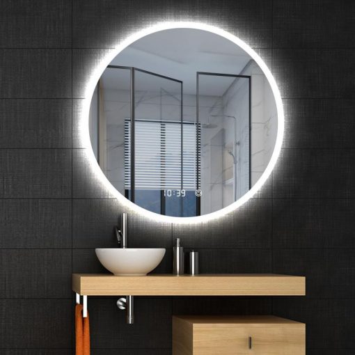 AREZZO design LED smart mirror 80 cm round + adjustable brightness, demisting function, clock, thermometer