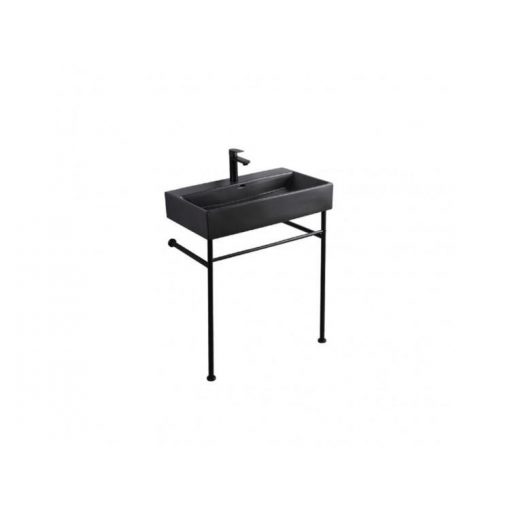 AREZZO design Midland wash basin with metal legs + drain, black AR-382B