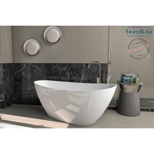 AREZZO design PALMYRA cast marble freestanding bathtub, glossy white