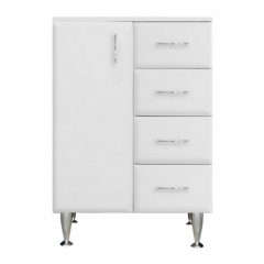   Bianca Plus 60 low cabinet with 1 door, 4 drawers, high-gloss white, left