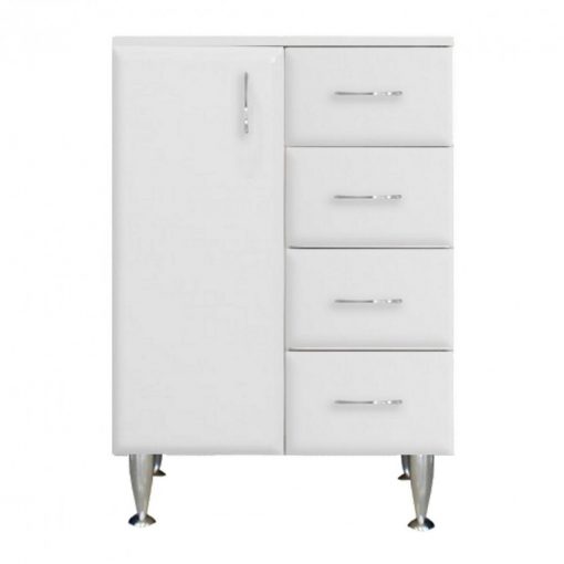 Bianca Plus 60 low cabinet with 1 door, 4 drawers, high-gloss white, left