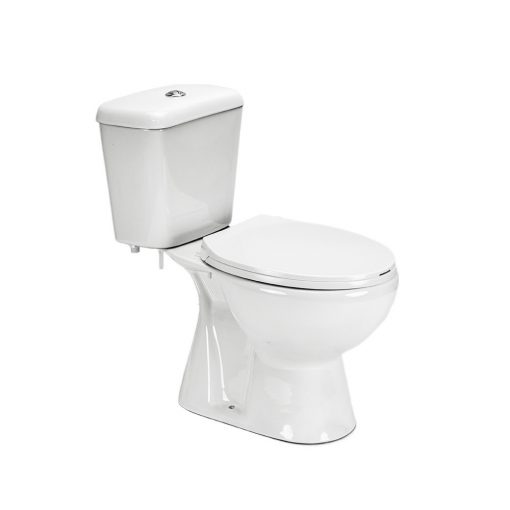 Cleano monobloc toilet with lower outlet and seat