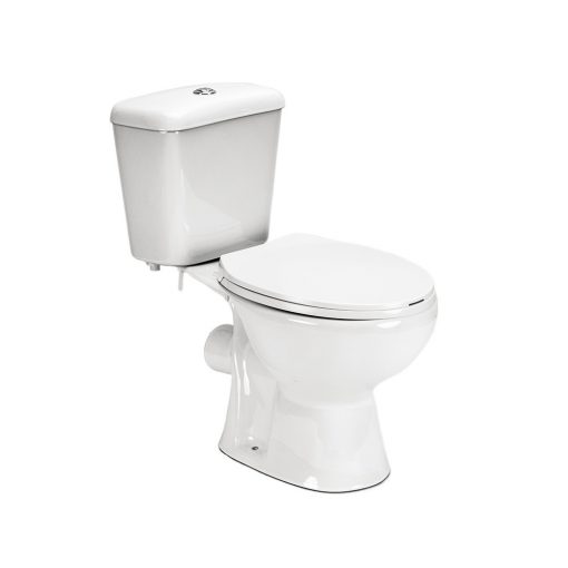 Cleano monobloc toilet with rear outlet and seat