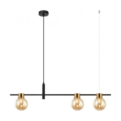 Chandelier Black Bletter ITALUX-PND-5225-3-BK-AMB