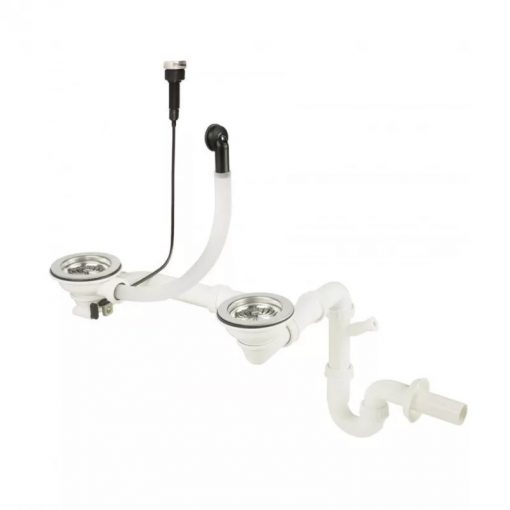 Siphon for 2 basin sinks with automatic drain