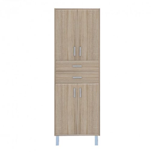 Nerva 60 high cabinet with 4 doors, 2 drawers, sonoma oak