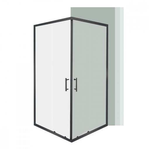 Spirit Clear 80x80 cm square shower cubicle, without shower tray, black