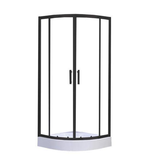 Spirit Clear 80x80 cm curved shower cabin with shower tray, black