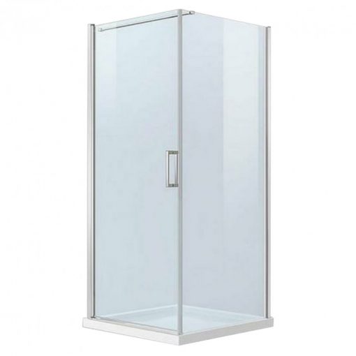 Simple square shower cubicle with opening door without shower tray